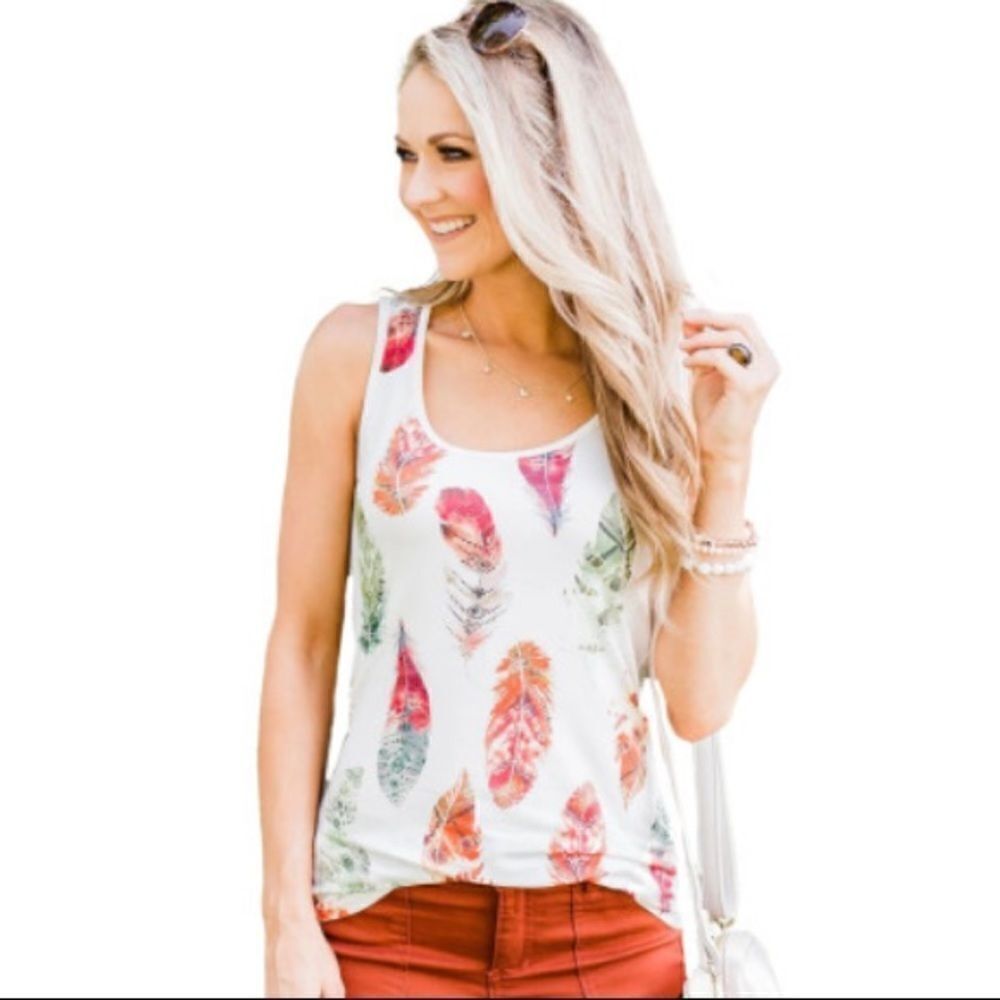 Multicolor Aztec Feather Tank Top